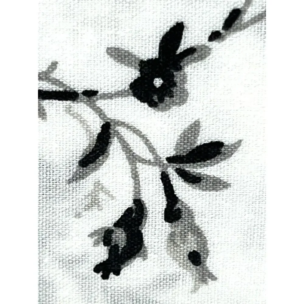 Laura Ashley Percale Cotton KING Sheet Set BLACK White SARAHS SPRIG 4 Pcs. NWT